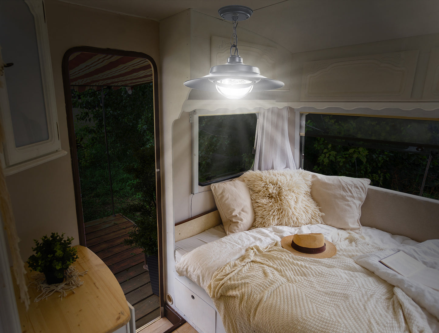Hanging Solar Powered LED Shed Light with Remote Control (Refurbished)