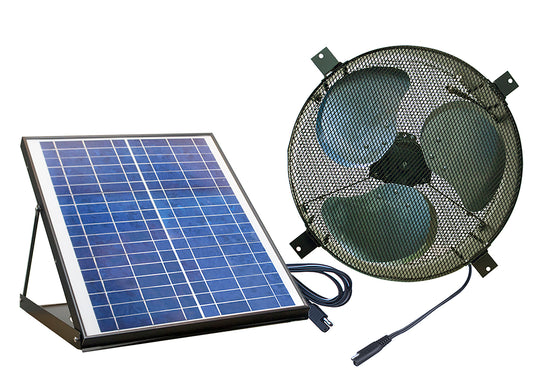 Solar Attic Gable Vent Mount Fan + 20W Monocrystalline Solar Panel (Refurbished)