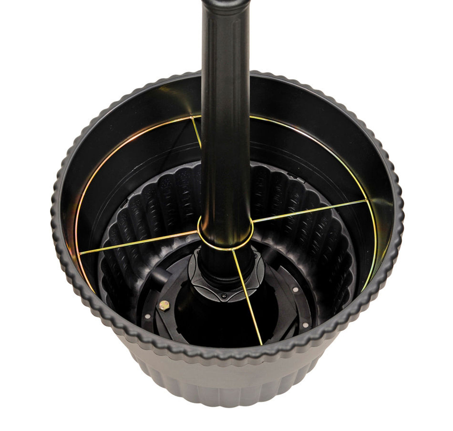 Solar Powered Outdoor LED Black Lamp Post with 18.5in Planter and Plant Hanging Arms - Ecowareness