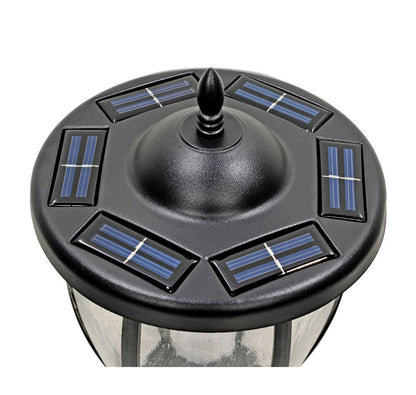 Solar Powered Outdoor LED Black Lamp Post with 18.5in Planter and Plant Hanging Arms - Ecowareness